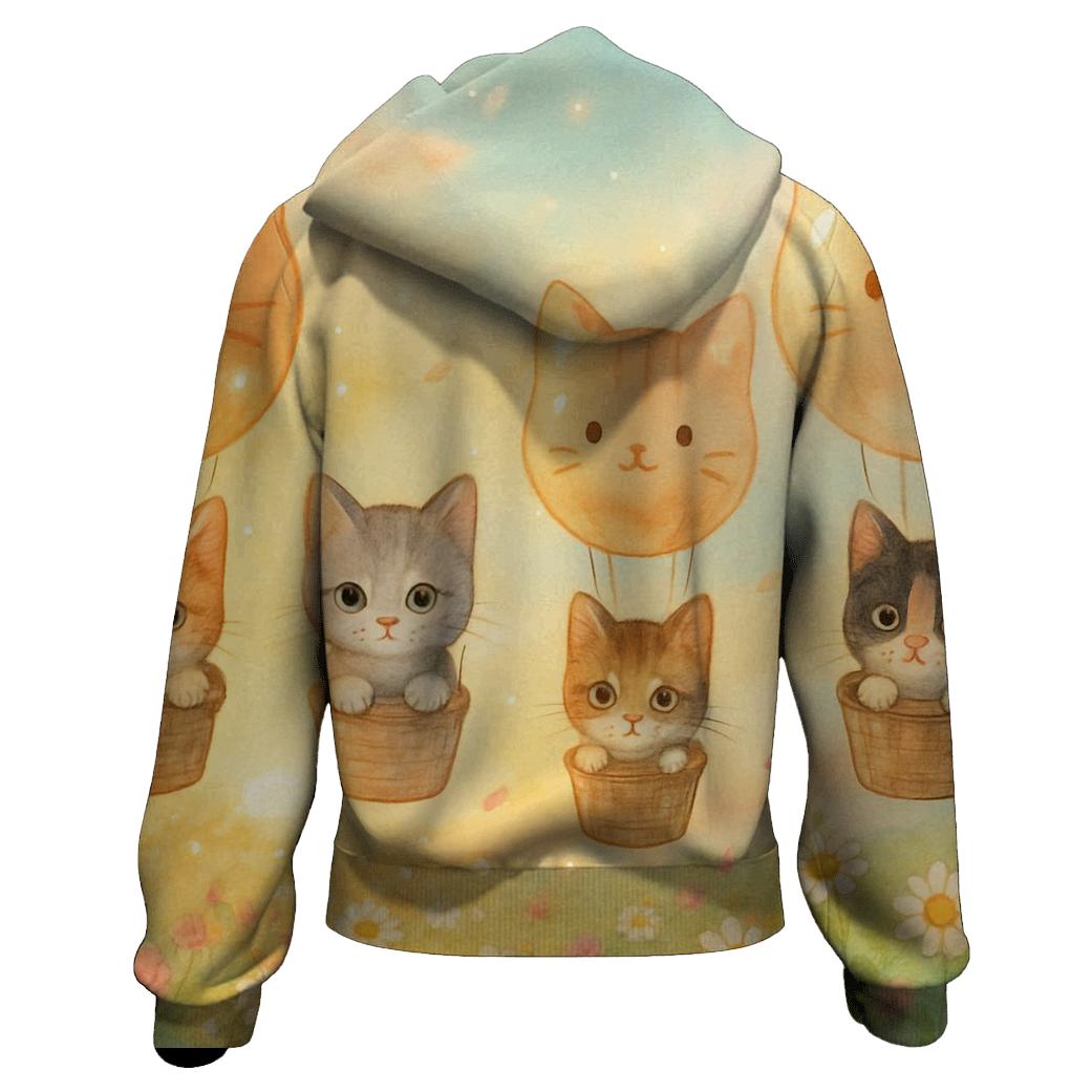 Sunrise Balloon Meadow Cats heavyweight hoodies