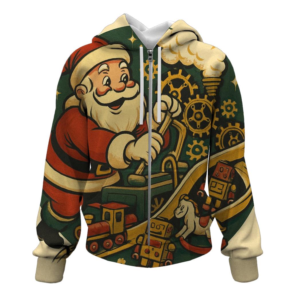 Retro Toy Factory Santa embroidered hoodies
