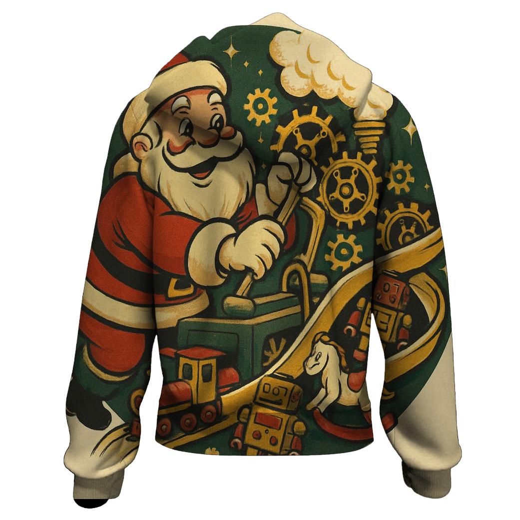 Retro Toy Factory Santa embroidered hoodies