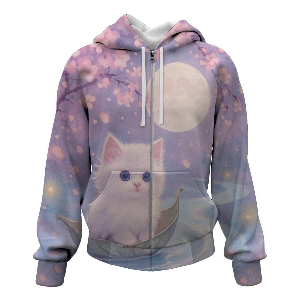 Cherry Blossom Moon River Cat custom hoodies