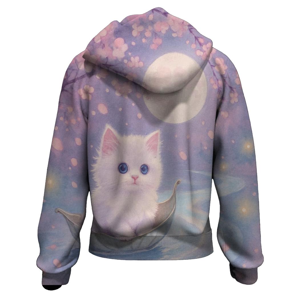 Cherry Blossom Moon River Cat custom hoodies