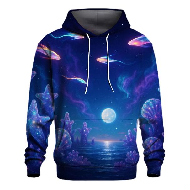 Celestial Coral Reef Sky embroidered hoodies