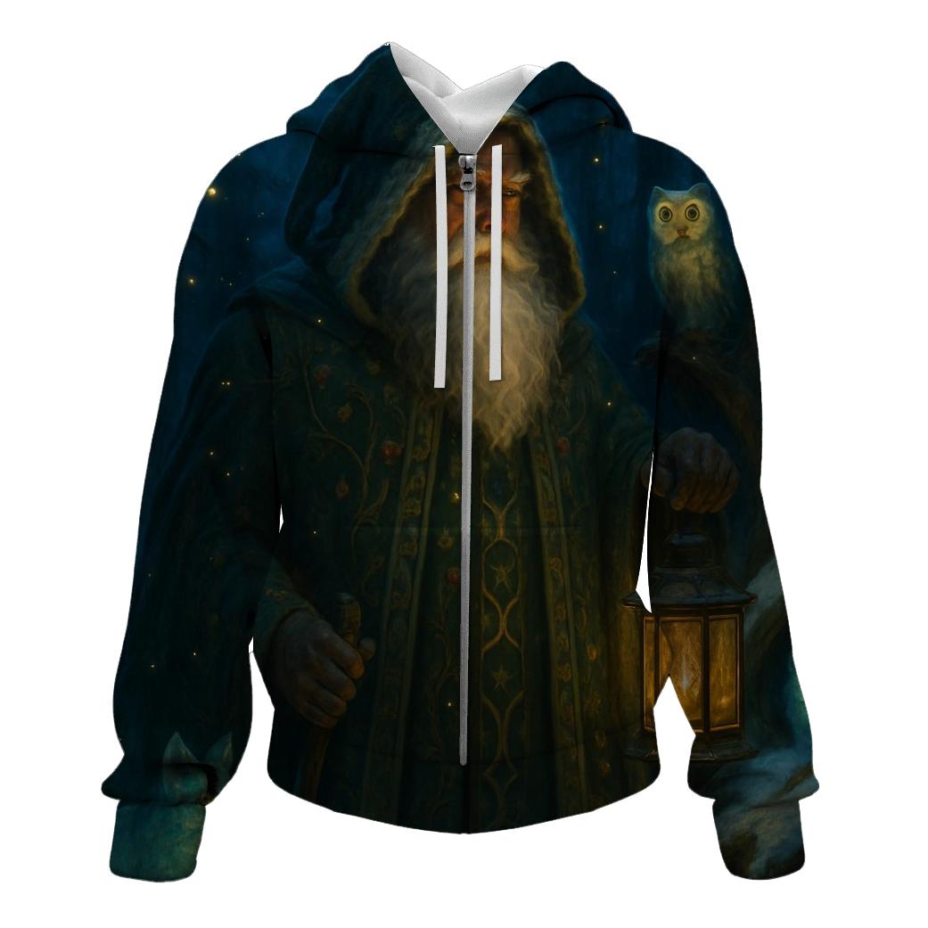 Midnight Forest Guardian Santa heavyweight hoodies