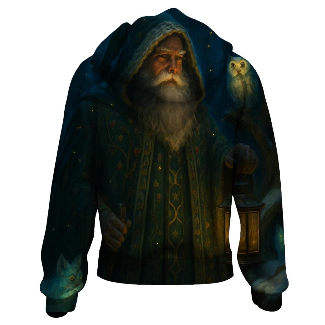 Midnight Forest Guardian Santa heavyweight hoodies