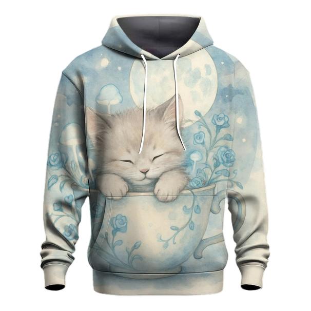 Moonlit Teacup Cat Garden pullover hoodies