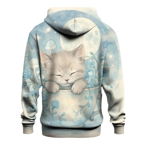 Moonlit Teacup Cat Garden pullover hoodies
