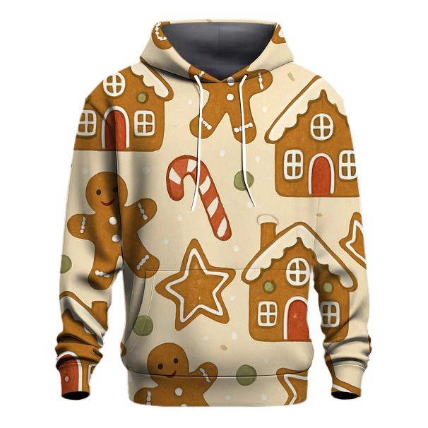 Gingerbread Village Scatter On Cream premium hoodies