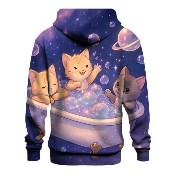 Starlit Bubble Bath Kittens printed hoodies