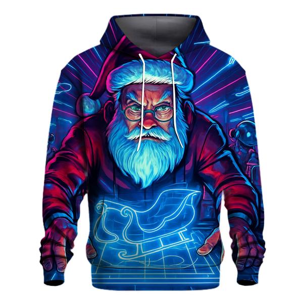 Cyberpunk Neon Santa Workshop lightweight hoodies