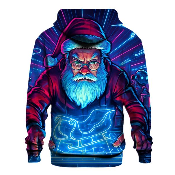 Cyberpunk Neon Santa Workshop lightweight hoodies