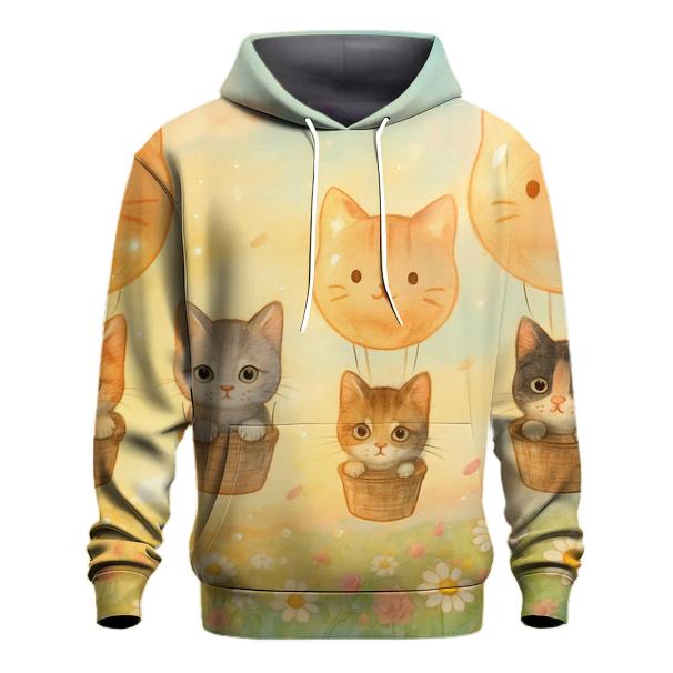 Sunrise Balloon Meadow Cats zip-up hoodies