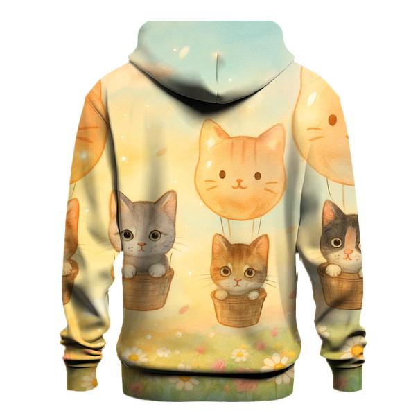 Sunrise Balloon Meadow Cats zip-up hoodies