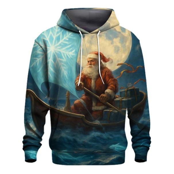 Ocean Voyage Santa Sleighboat printed hoodies