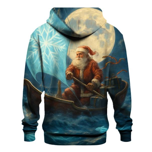 Ocean Voyage Santa Sleighboat printed hoodies