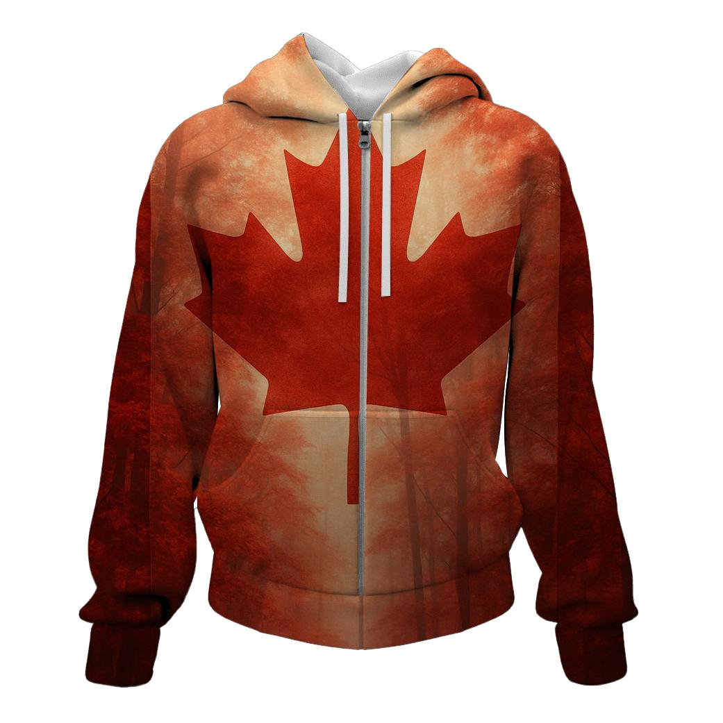 Canadian Maple Forest Flag Veil pullover hoodies