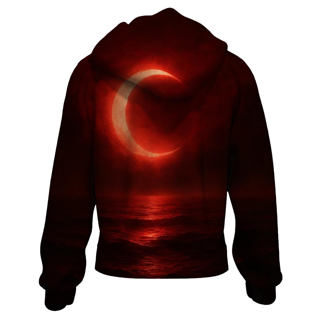 Turkish Crescent Moonlit Sea Flag designer hoodies