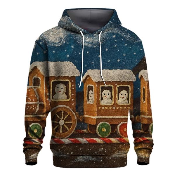 Gingerbread Train Midnight Express printed hoodies