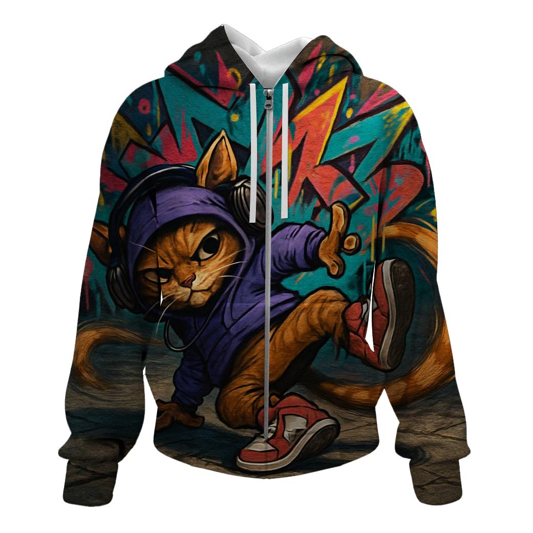 Graffiti Alley Breakdance Cat graphic hoodies