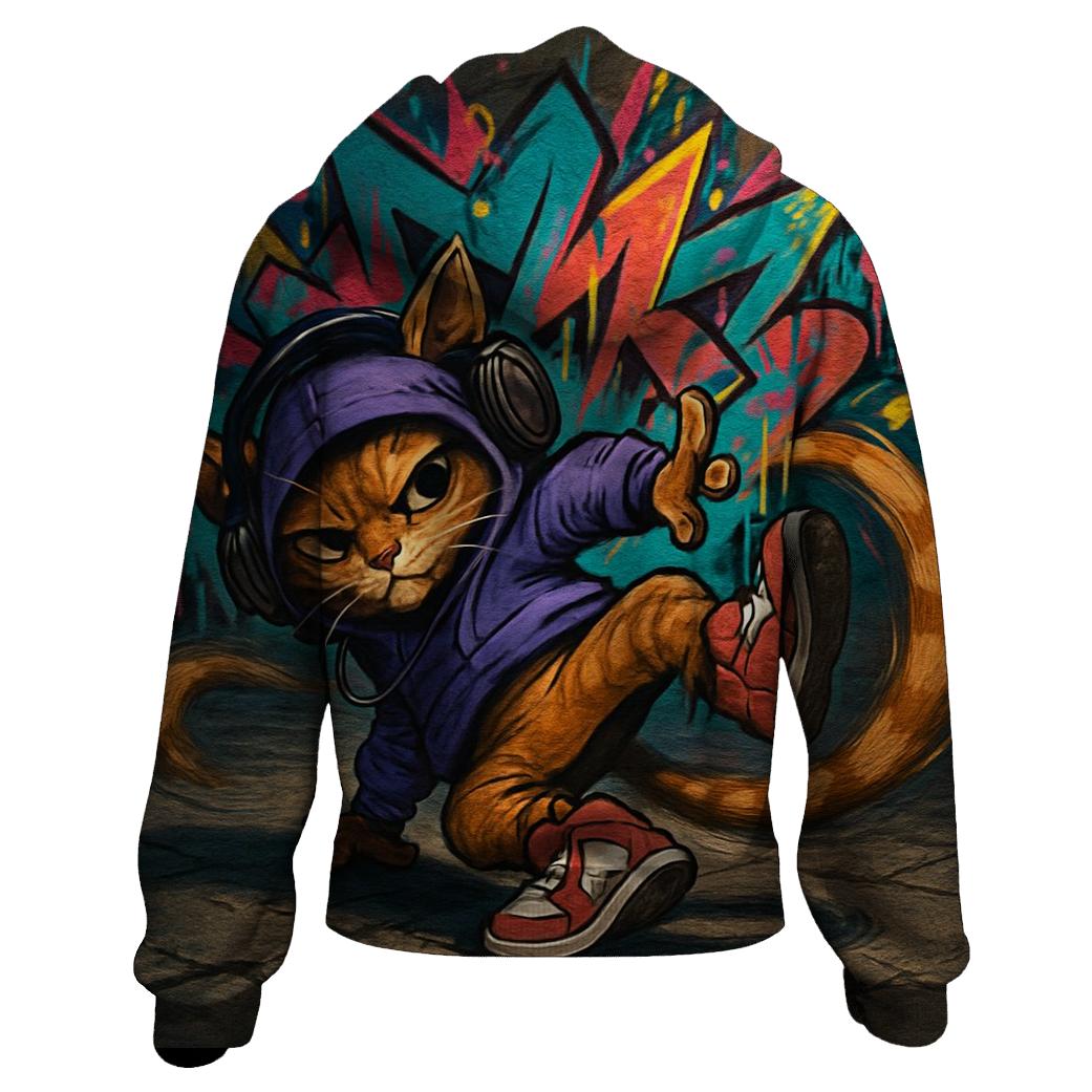 Graffiti Alley Breakdance Cat graphic hoodies