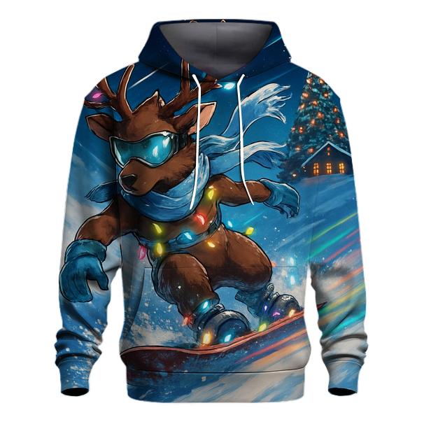 Christmas Light Snowboard Reindeer embroidered hoodies