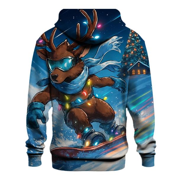 Christmas Light Snowboard Reindeer embroidered hoodies