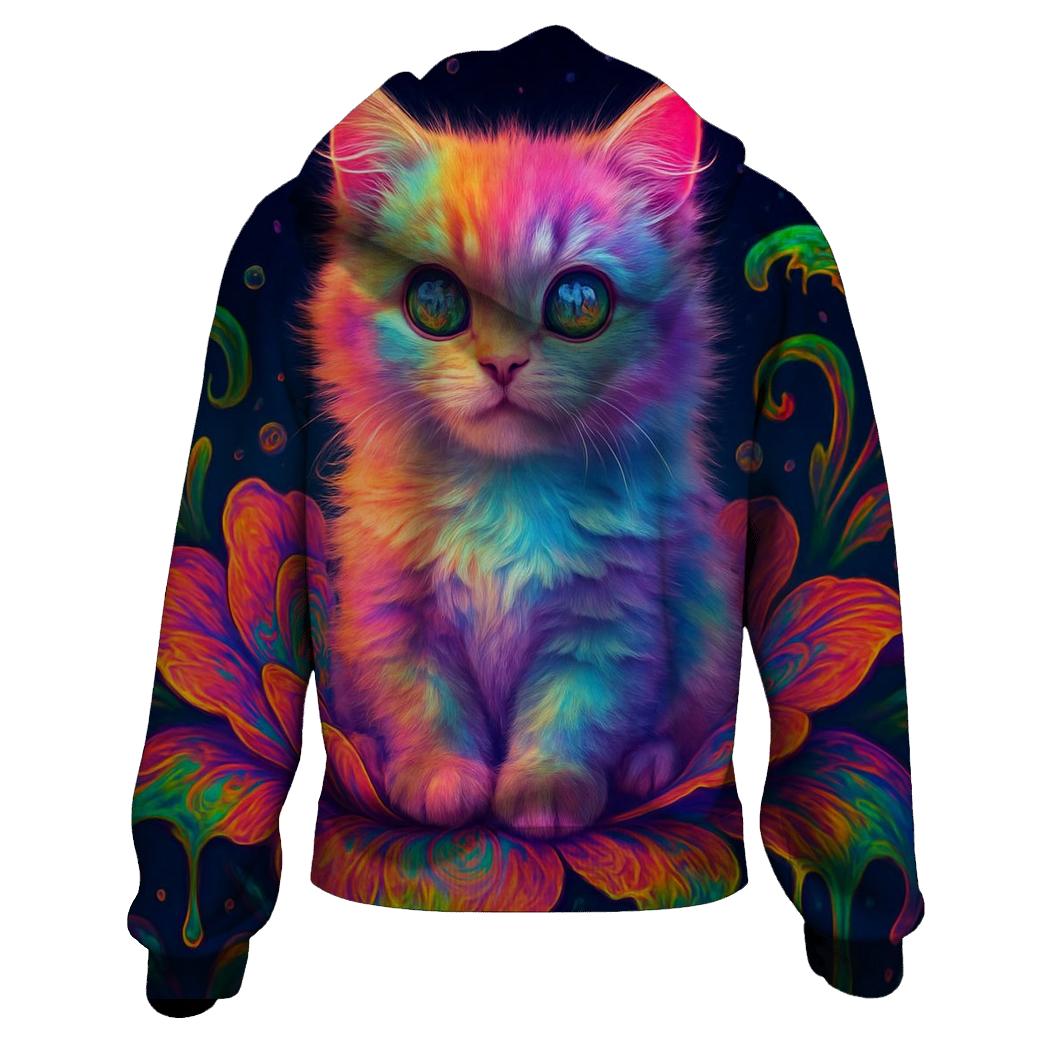 Psychedelic Garden Kitten Bloom hoodies fashion
