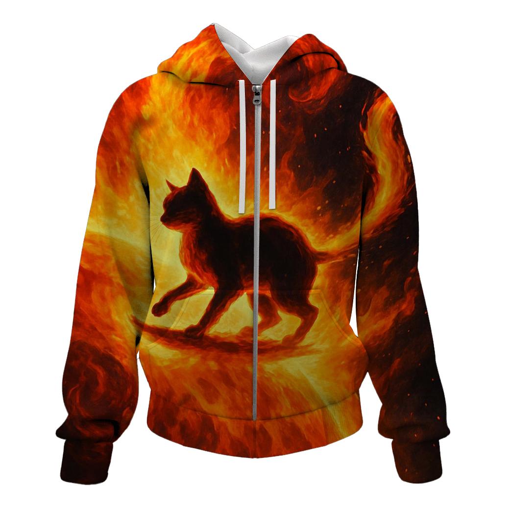 Solar Surf Fire Tail Cat graphic hoodies