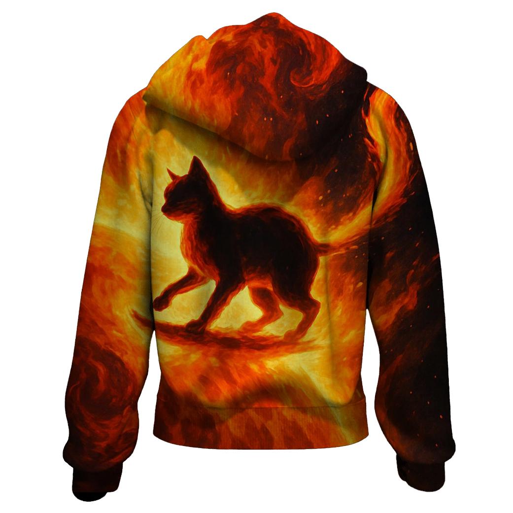 Solar Surf Fire Tail Cat graphic hoodies