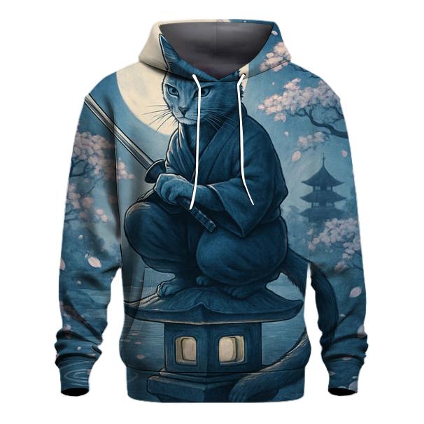 Samurai Moon Garden Cat heavyweight hoodies