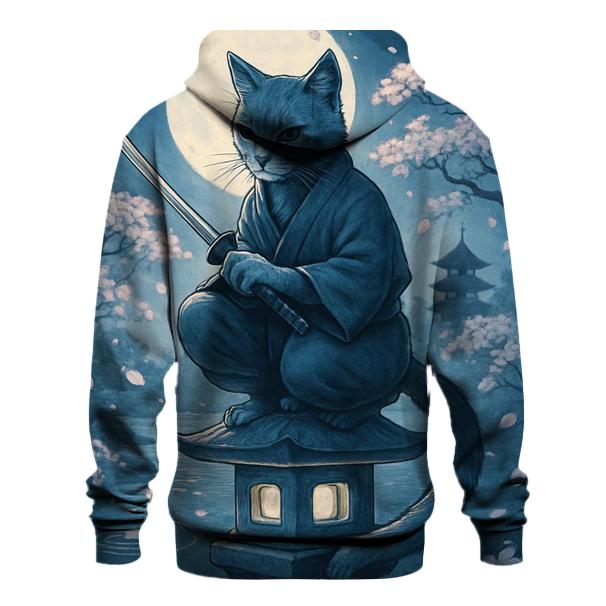 Samurai Moon Garden Cat heavyweight hoodies