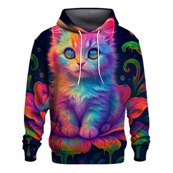 Psychedelic Garden Kitten Bloom premium hoodies