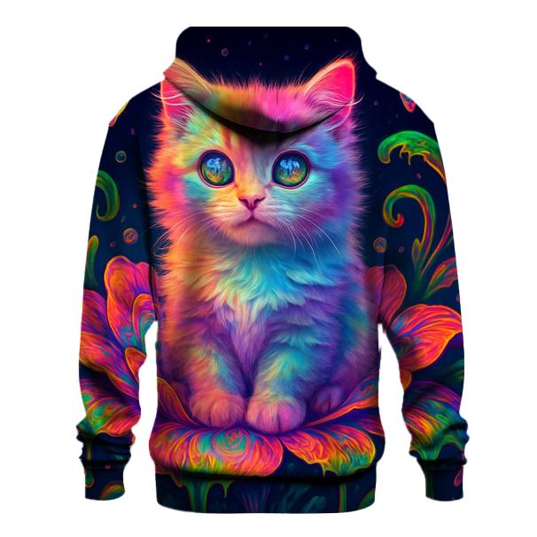 Psychedelic Garden Kitten Bloom premium hoodies