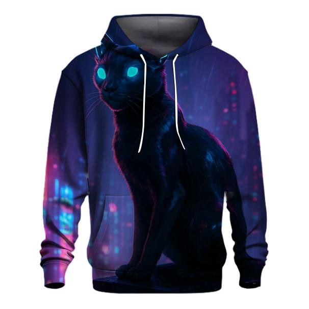 Cyberpunk Rooftop Watcher Cat heavyweight hoodies