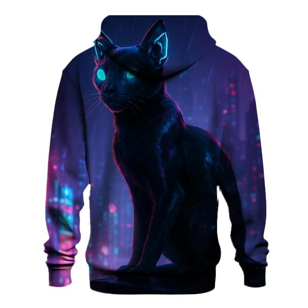 Cyberpunk Rooftop Watcher Cat heavyweight hoodies