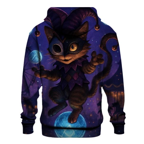 Midnight Carnival Jester Cat graphic hoodies