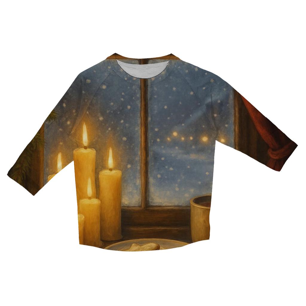 Candlelit Christmas Eve Window fashion 3/4 sleeve shirts