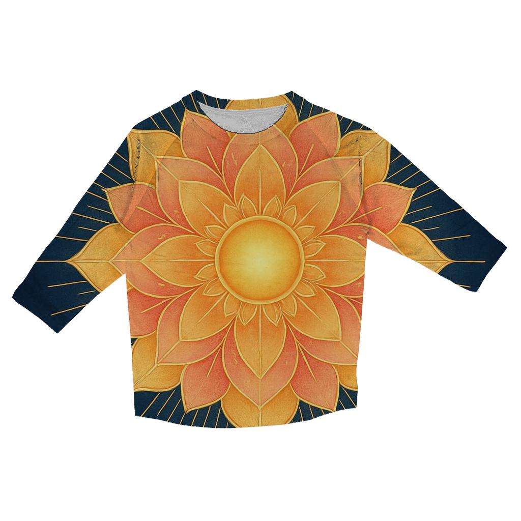Solar Bloom Mandala casual three quarter sleeve shirts
