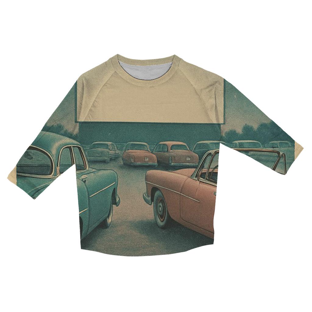 Retro Drive In Theater Romance Scene casual three quarter sleeve shirts