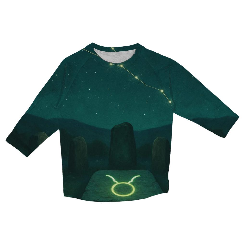 Taurus Earth Temple Under The Stars printed three quarter sleeve shirts