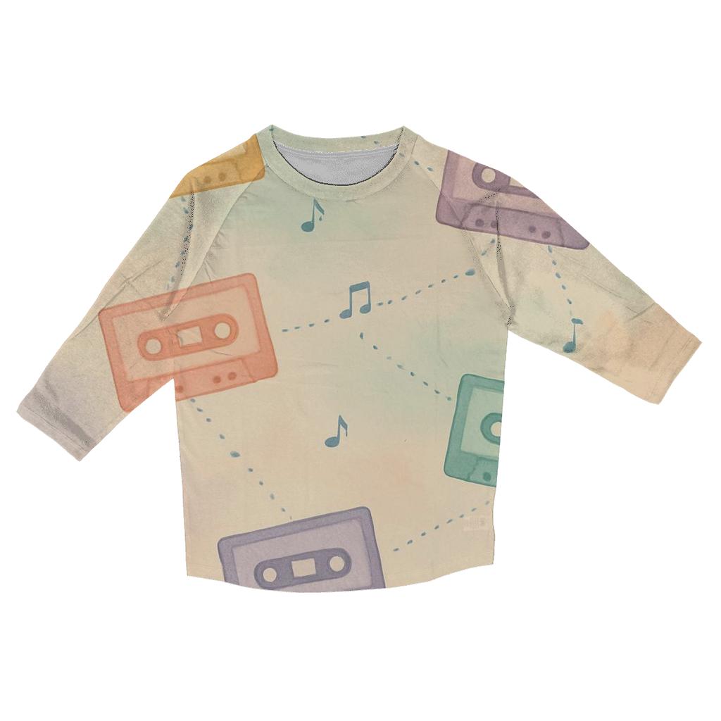 Pastel Cassette Constellations printed three quarter sleeve shirts