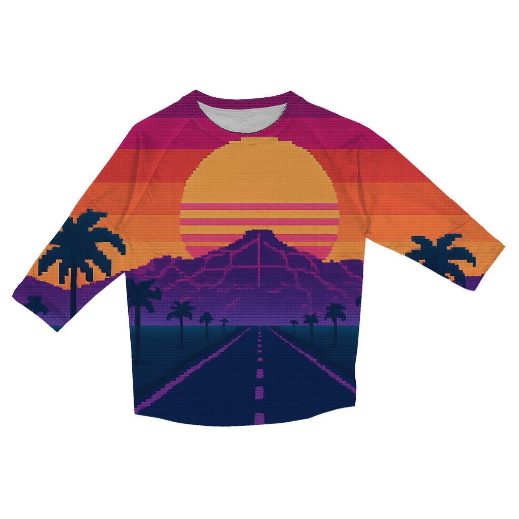 Pixel Night Drive stylish quarter sleeve tops