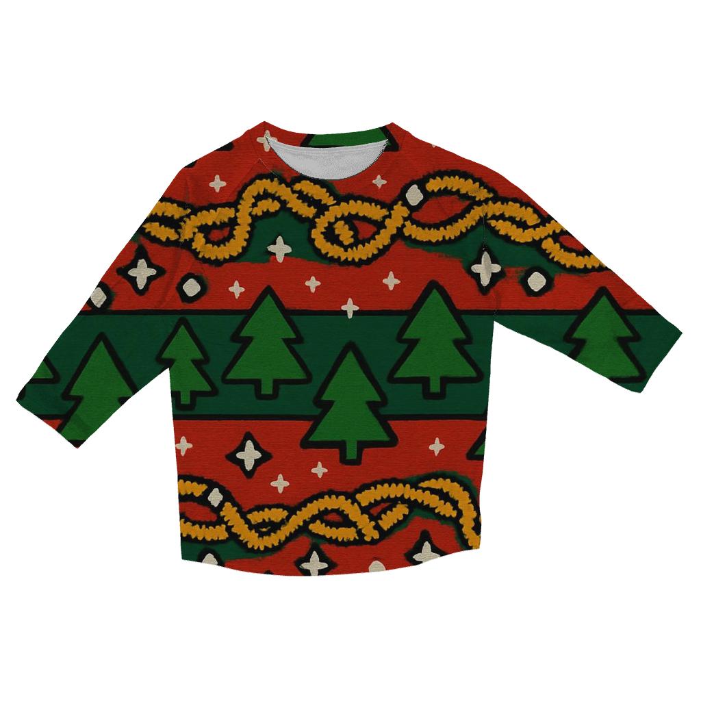 Tangled Tinsel Forest Bands Design trendy 3/4 sleeve tops