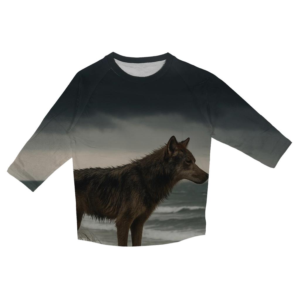 Coastal Dune Wolf Against Storm Front trendy 3/4 sleeve tops