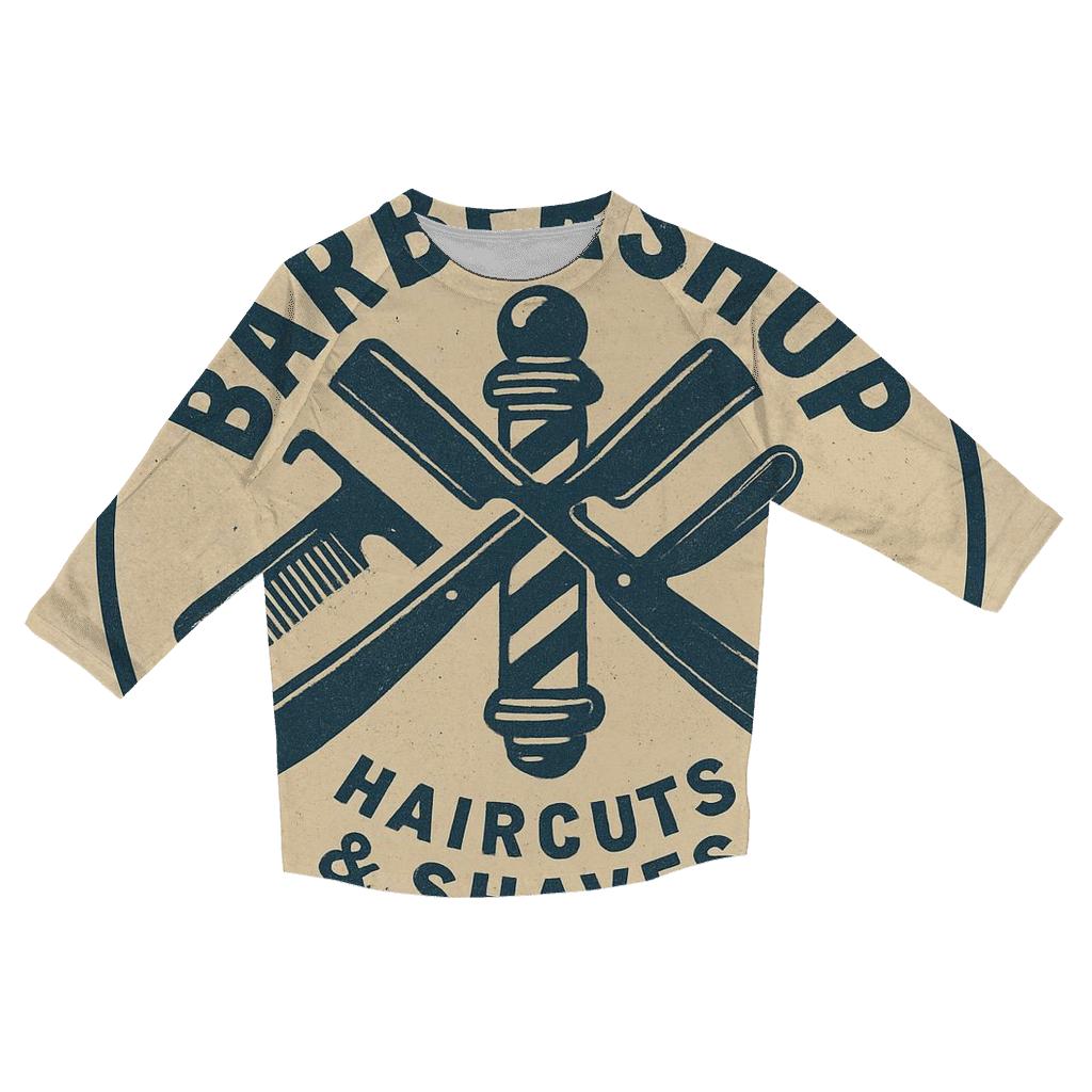 Classic Barbershop Wall Emblem cotton quarter sleeve shirts