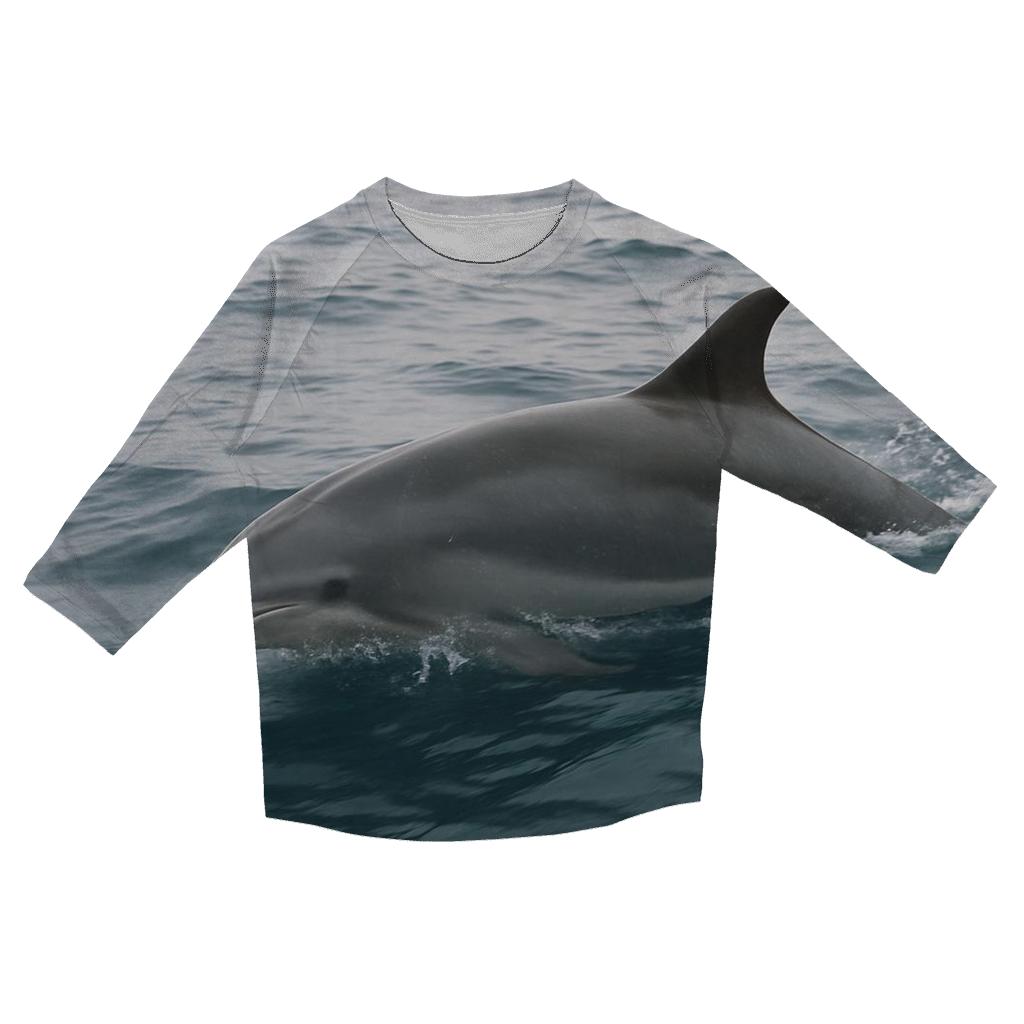 Wave Crest Patrol Bottlenose Dolphin trendy 3/4 sleeve tops