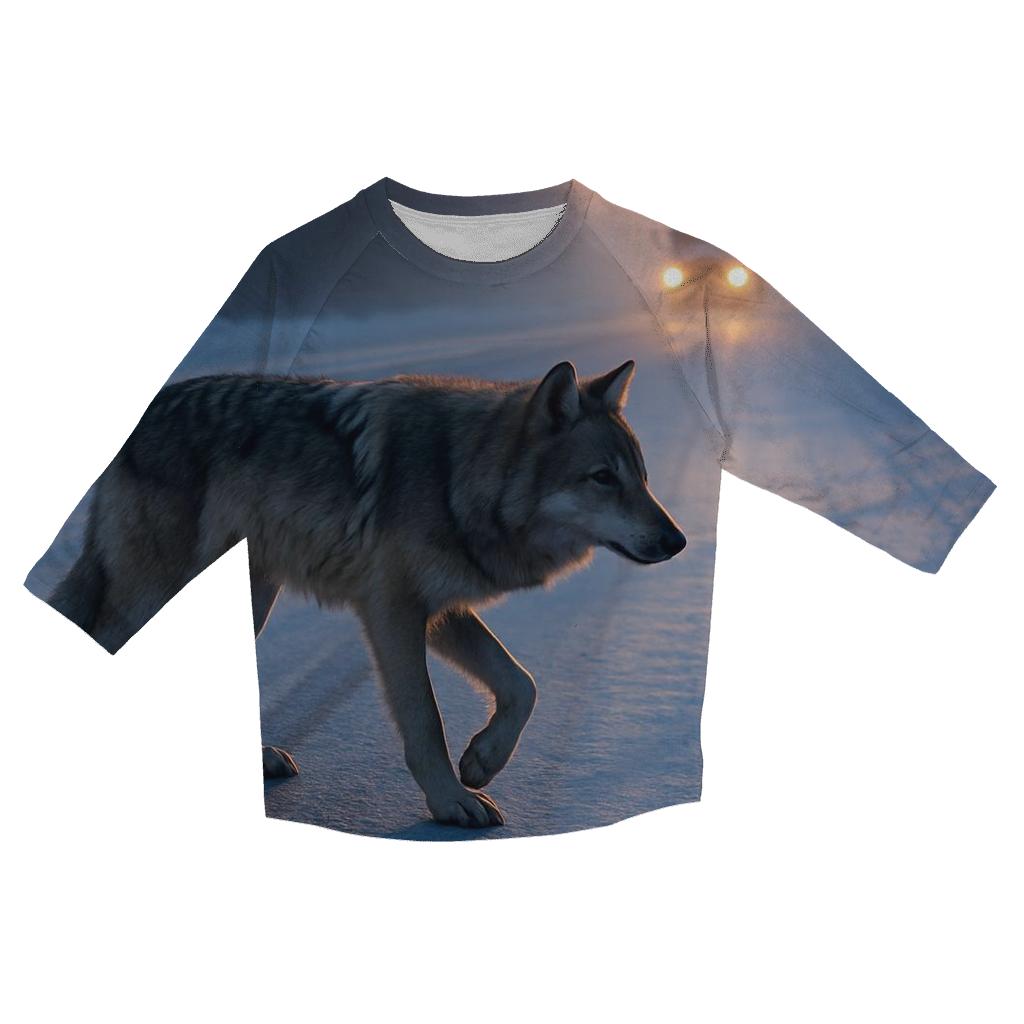Wolf Crossing Frozen Highway trendy 3/4 sleeve tops