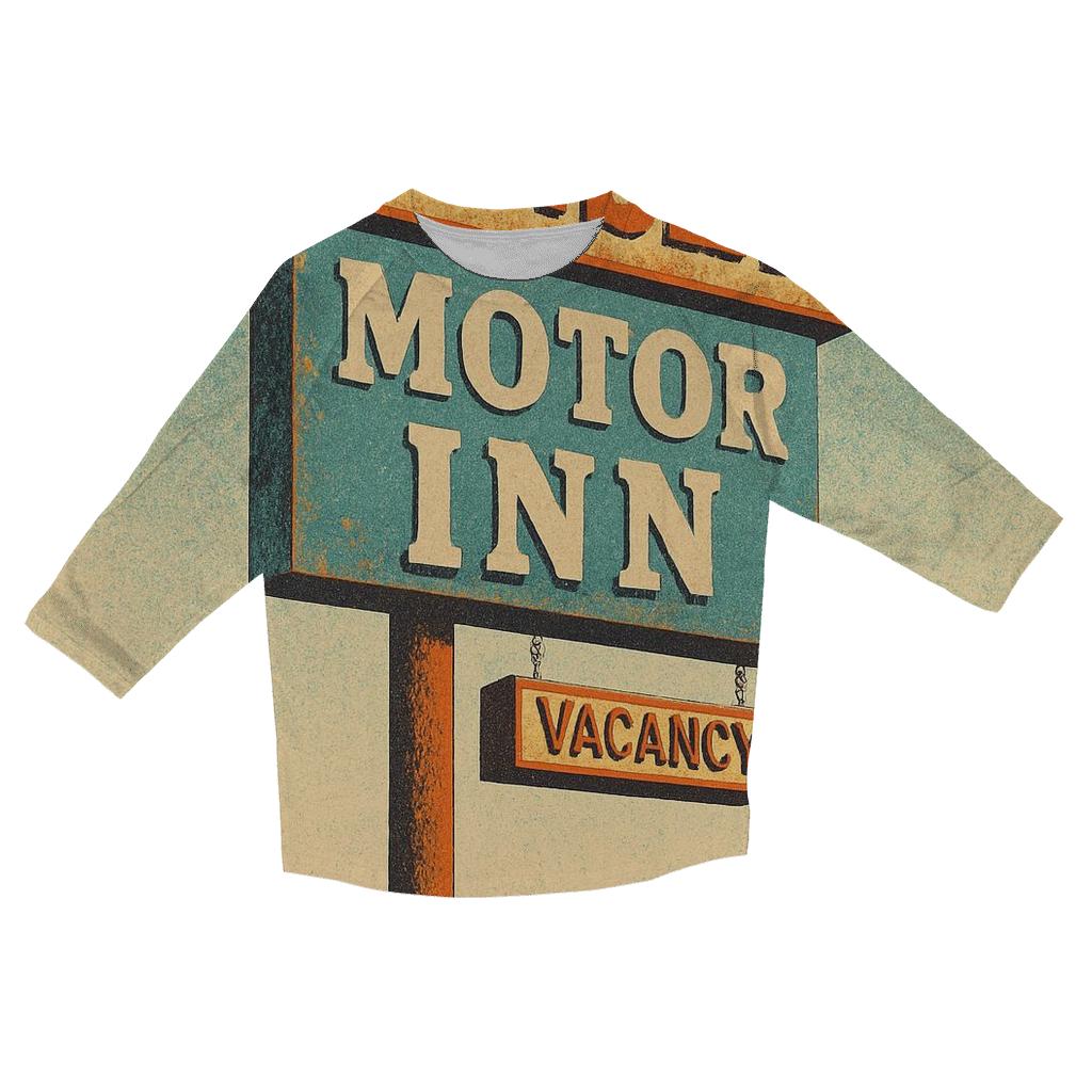 Seventies Road Trip Motel Sign printed three quarter sleeve shirts