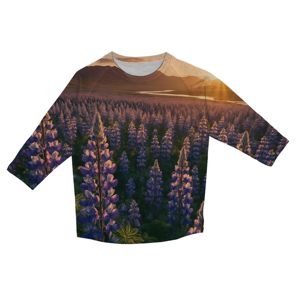 Icelandic Lupines Under Midnight Sun custom 3/4 sleeve shirts