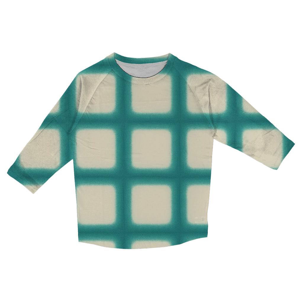 Teal Itajime Lantern Grid designer 3/4 sleeve blouses