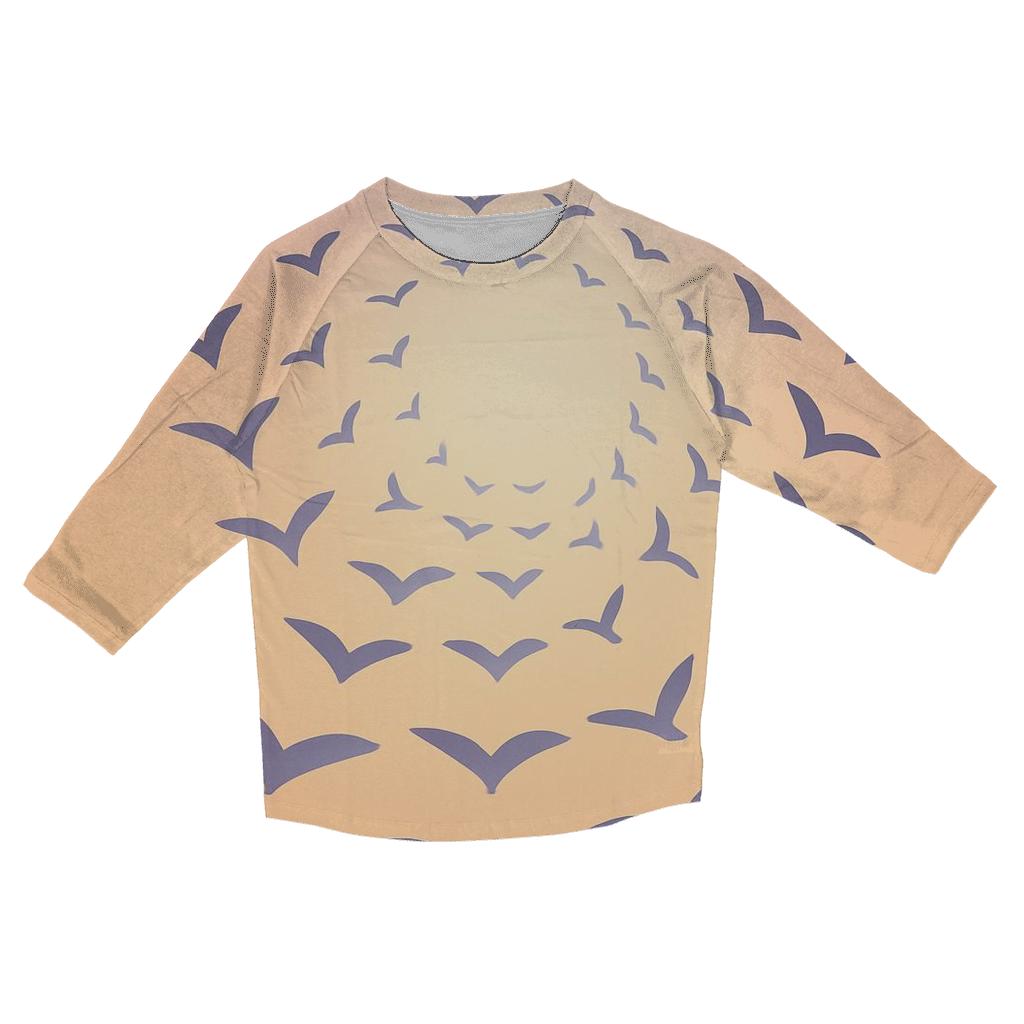 Skyward Spiral Of Gratitude printed three quarter sleeve shirts